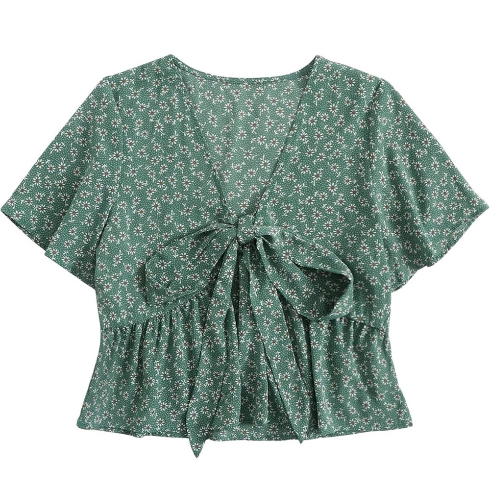 SHEIN Floral Tie-front Crop